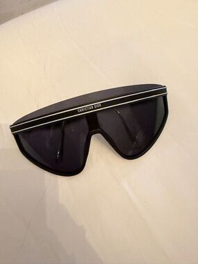 Dior Black Shield Sunglasses with White Trim